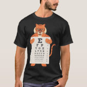 and Cute Tiger with Glasses holding an Eye Chart Tシャツ (正面)