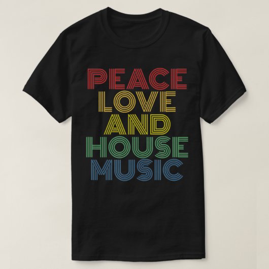 And House Music EDMテクノDJレトロ70sヴィンテージ Tシャツ (デザイン正面)