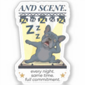 And Scene French Bulldog Night Routine Funny Dog D シール (正面)