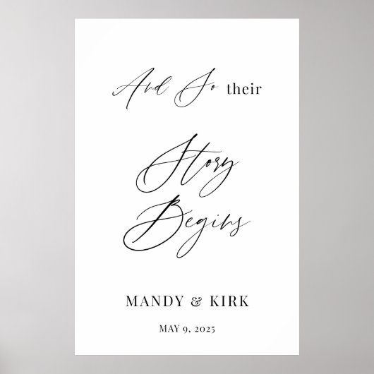 And So Their Story Begins Personalized Wedding ポスター (正面)