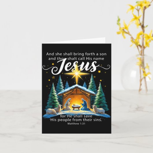 And Thou Shalt Call His Name Jesus Nativity Christ カード (黄色い花)