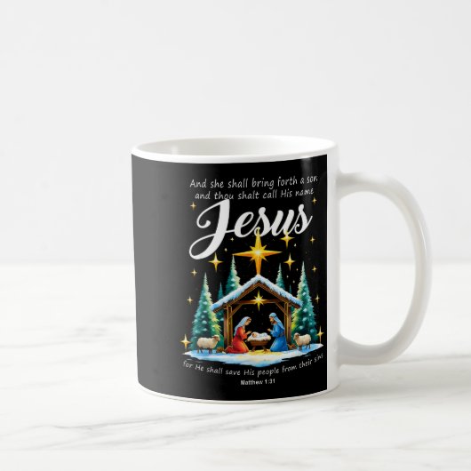 And Thou Shalt Call His Name Jesus Nativity Christ コーヒーマグカップ (右)