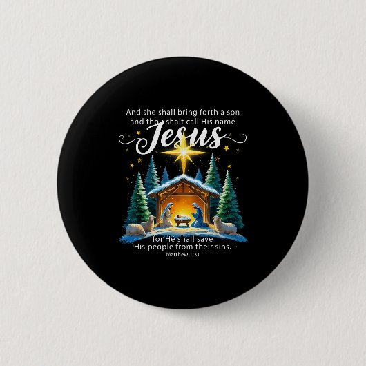 And Thou Shalt Call His Name Jesus Nativity Christ 缶バッジ (正面)