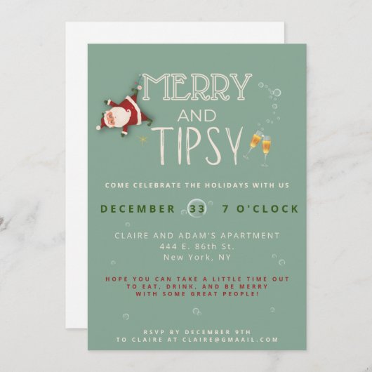 And Tipsy -メリー休日/クリスマスパーティー招待状 案内状 (正面/裏面)