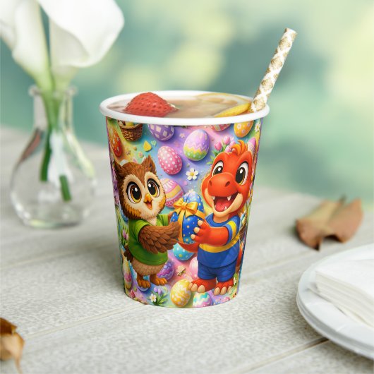 And who happy Easter egg pattern kids birthday pap 紙コップ (インサイチュ)