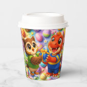 And who happy Easter egg pattern kids birthday pap 紙コップ (正面)