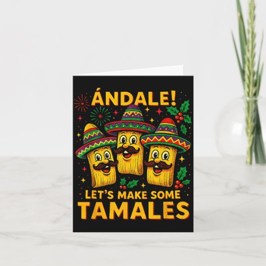 Ándale Let’s Make Some Tamales Mexican Christmas T カード (正面)