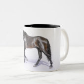 andalusian馬の歩く、手塗りの種馬 ツートーンマグカップ (正面右)