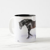 andalusian馬の歩く、手塗りの種馬 ツートーンマグカップ (正面左)