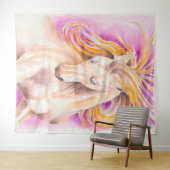 Andalusian馬の紫色のすみれ色の水彩画の芸術 タペストリー (インサイチュ(横))