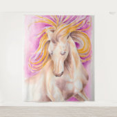 Andalusian馬の紫色のすみれ色の水彩画の芸術 タペストリー (正面)