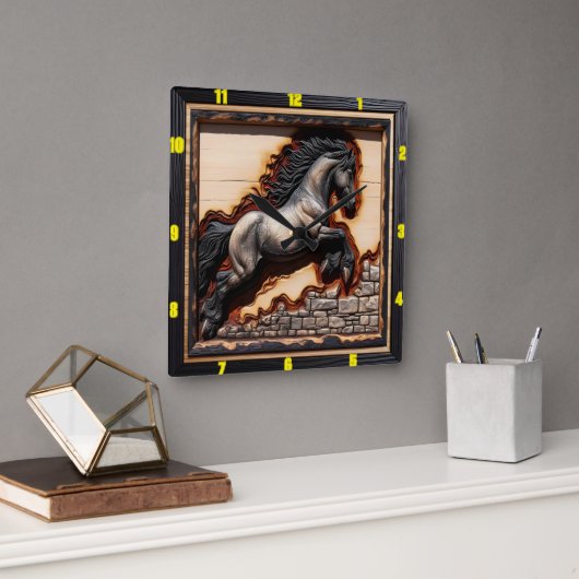 Andalusian Leap：アート、時間、スタイル、自由 スクエア壁時計 (オフィス)