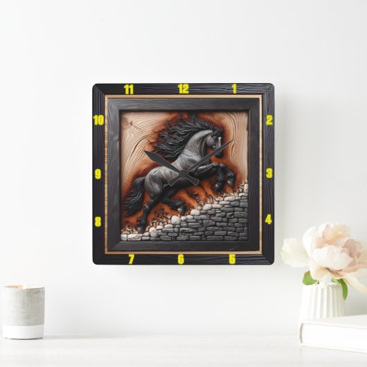 Andalusian Leap:芸術、時間、スタイル、恵み スクエア壁時計 (ホーム)