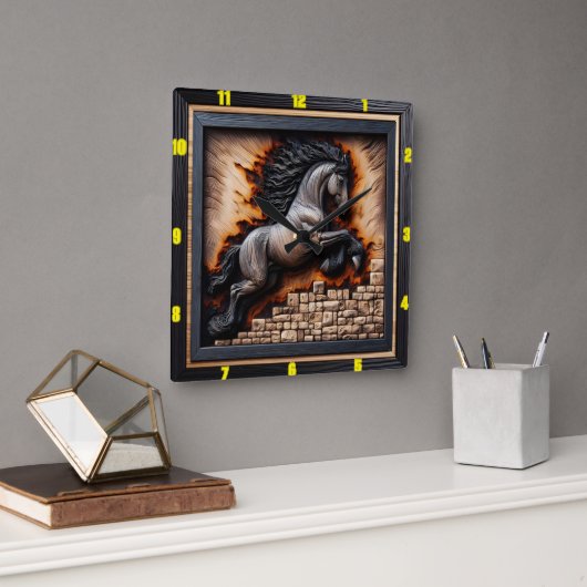 Andalusian Leap:芸術、時間、スタイル、陛下 スクエア壁時計 (オフィス)