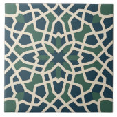 Andalusian Maze: Green & Blue Geometry Tile タイル (正面)