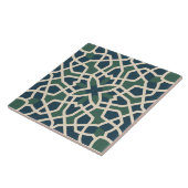 Andalusian Maze: Green & Blue Geometry Tile タイル (側面)