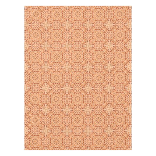 Andalusian Star Pattern in Peach and Terracotta テーブルクロス (正面)