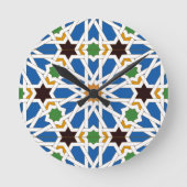 Andalusian Tiles 10 (Real Alcazar, Seville) ラウンド壁時計 (正面)