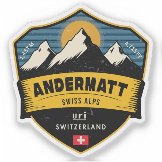 Andermatt , swiss alps , Switzerland  シール (正面)