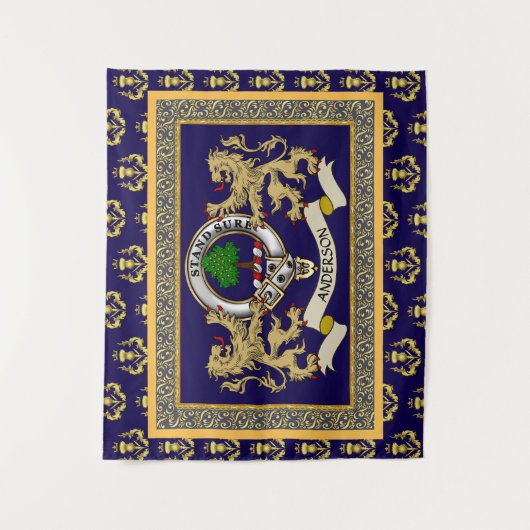 Anderson Clan Badge Personalized Blue タペストリー (正面)