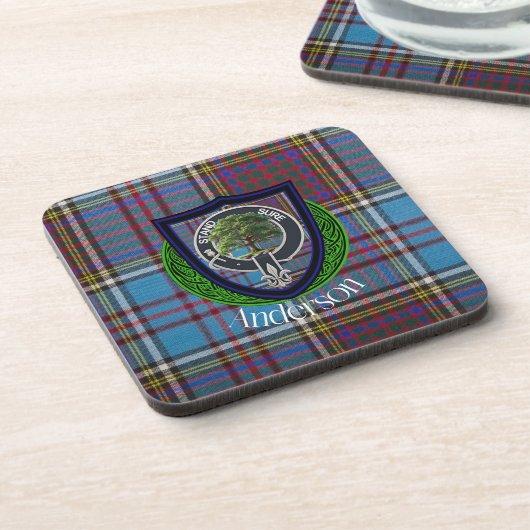 Anderson Scottish Clan Tartan and Crest コースター (左側)