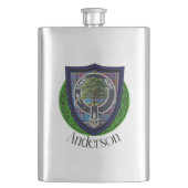 Anderson Scottish Clan Tartan and Crest フラスク (正面)