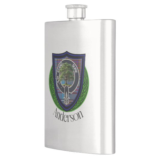 Anderson Scottish Clan Tartan and Crest フラスク (左)