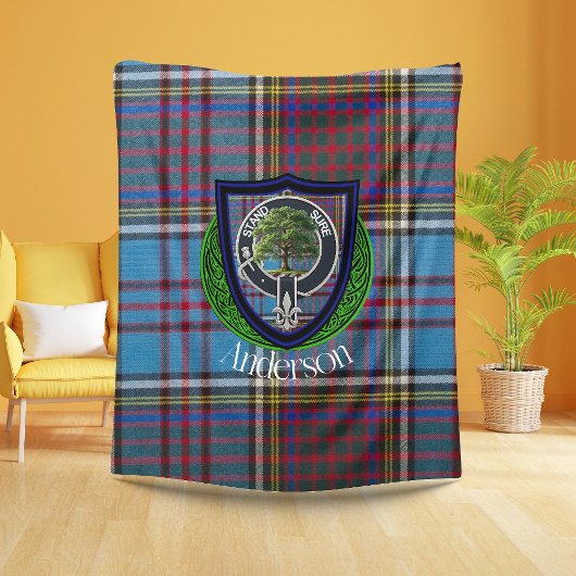 Anderson Scottish Clan Tartan & Crest フリースブランケット