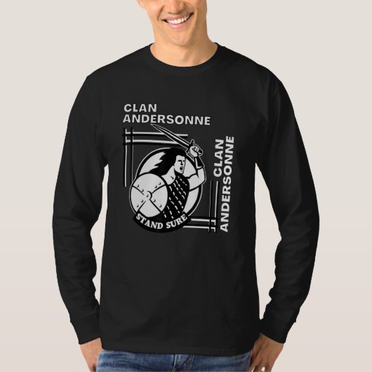 Andersonne Clan Gaelic Motto Swordsman Tシャツ (正面)