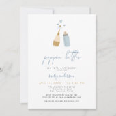 ANDIほこりっぽいブルーポップピンのボトル少年の赤ちゃんシャワー 招待状 (正面)