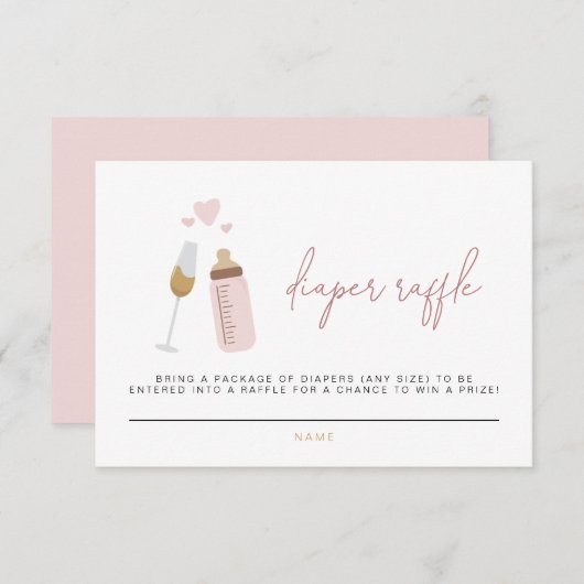 ANDIピンクポップピンボトルおむつラッフルカード 招待状 (正面/裏面)