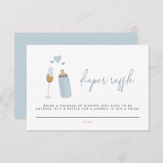 ANDIブルーポップピンボトルおむつラッフルカード 招待状 (正面/裏面)