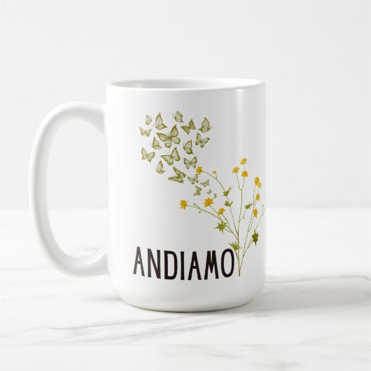 Andiamo(バターカップと蝶あり) コーヒーマグカップ (左)