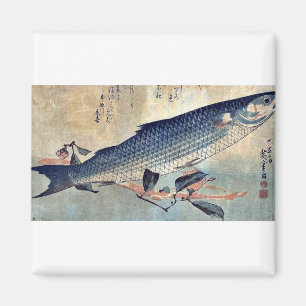 AndoのHiroshigeの浮世絵著ストライプのなマレットBora マグネット