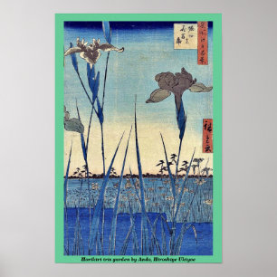 AndoのHiroshigeの浮世絵著Horikiriのアイリス庭 ポスター