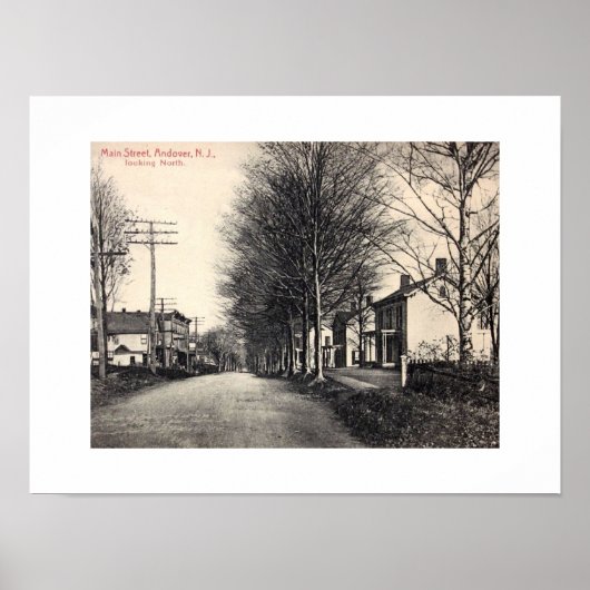 Andover NJ、ニュージャージー、Main St、ヴィンテージスタイル ポスター (正面)