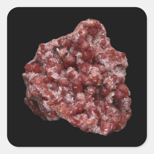 Andradite GarnetとCalciteクラスター スクエアシール (正面)