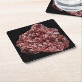 Andradite GarnetとCalcite Cluster Coaster スクエアペーパーコースター (アングル)
