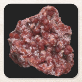 Andradite GarnetとCalcite Cluster Coaster スクエアペーパーコースター