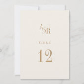 ANDREAニュートラル金ゴールド結婚クリームのテーブル番号 招待状 (正面)
