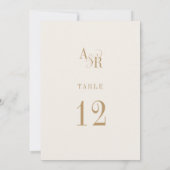ANDREAニュートラル金ゴールド結婚クリームのテーブル番号 招待状 (裏面)