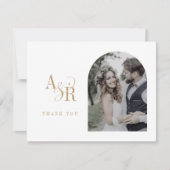 ANDREAフラットシンプル金ゴールドボホミニマルフォト結婚ズ サンキューカード (正面)