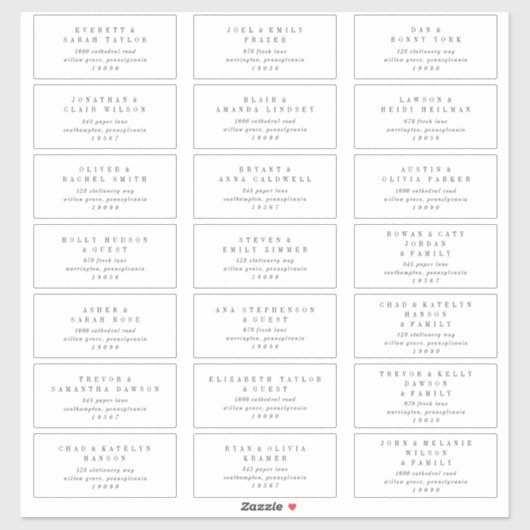 ANDREAホワイトブラック結婚ズゲスト住所 シール (シート)