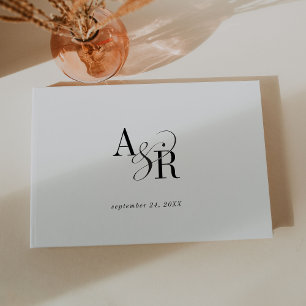ANDREAモノグラムシンプルモダンホワイトラッ結婚ク ゲストブック