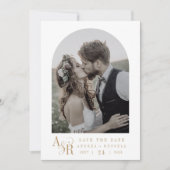 ANDREA金ゴールドホワイトミニマリストボホイニシャル結婚ズ セーブザデート (正面)