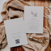 ANDREA Beige QR Code Classic Elegant Wedding 招待状