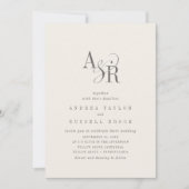 ANDREA Beige QR Code Classic Elegant Wedding 招待状 (正面)