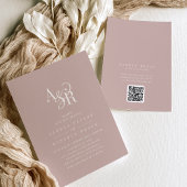 ANDREA Blush Pink QR Code Classic Elegant Wedding 招待状