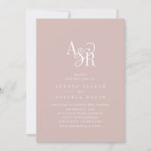 ANDREA Blush Pink QR Code Classic Elegant Wedding 招待状 (正面)