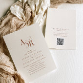 ANDREA Boho Cream QR Code Classic Elegant Wedding 招待状